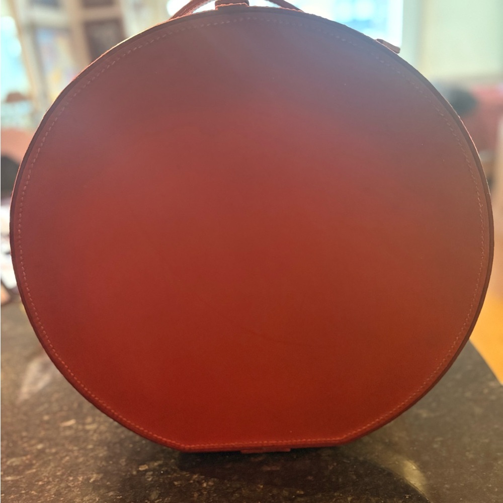 COGNAC LEATHER ROUNDED STORAGE CONTAINER - Picture 11 of 12
